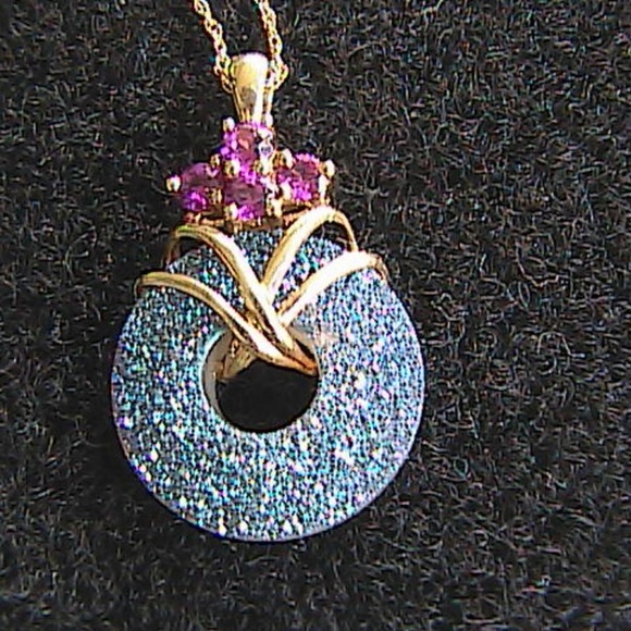 10k YG Amethyst Amethyst Chrysoprase Necklace - Picture 4 of 8